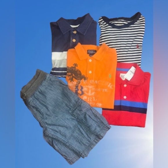 Ralph Lauren(Polo)&Gap brand(4)shirts(1 NWT), and (1) shorts, boys’ Sz med/7 - Picture 1 of 1